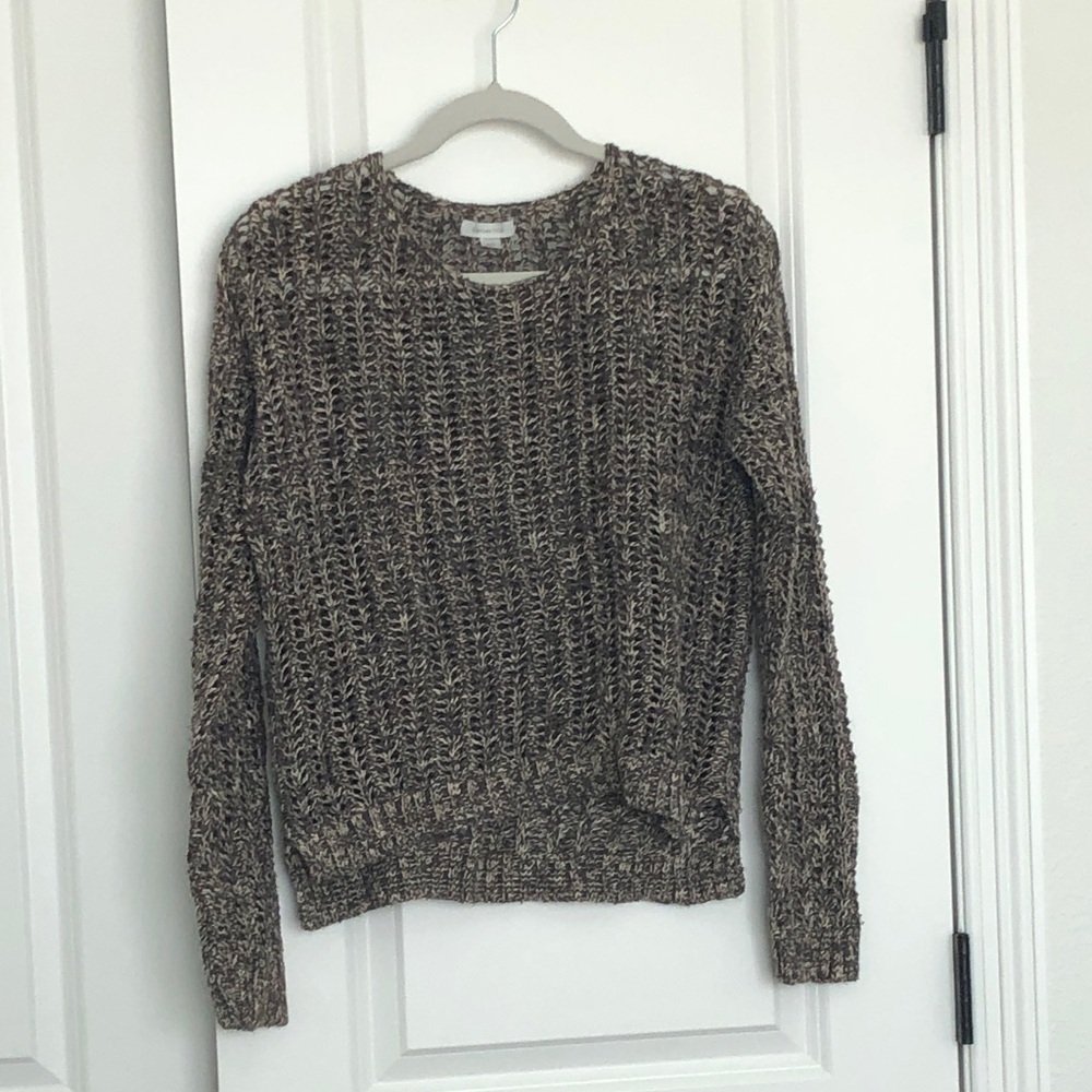 Garnet Hill Open Knit Sweater - Marled Brown